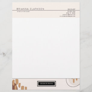 Modern Simple Cream and Earth Tones Abstrakt Art Brevhuvud