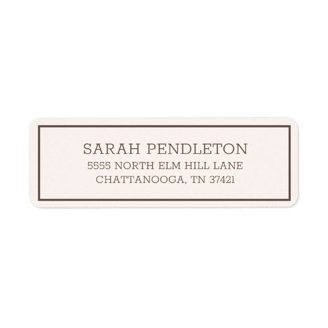 Modern Simple Cream Brown Returadress Etikett (Framsidan)