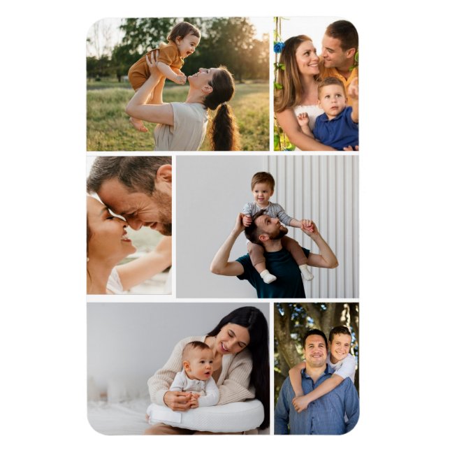 Modern Simple Custom 6 Photo Collage Magnet (Vertikal)