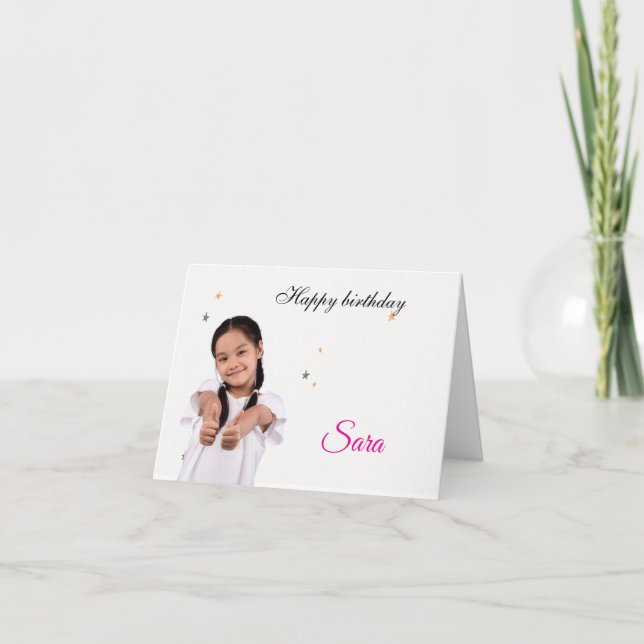 Modern Simple Custom Photo Birthday Greeting Card Tack Kort (Framsida)