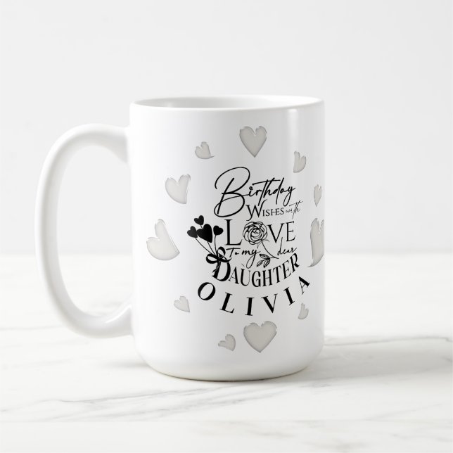 Modern Simple Daughter Birthday Design Kaffemugg (Vänster)