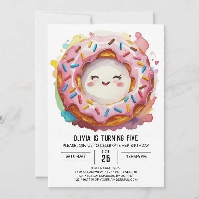 Modern Simple Donuts Birthday Inbjudningar (Framsida)