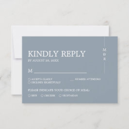 Modern Simple Dusty Blue Monogram Bröllop OSA Kort