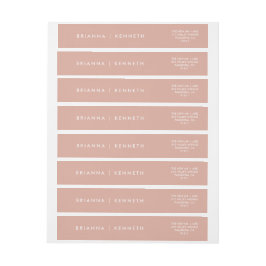 Modern Simple Dusty Rosa Elegant bröllop Etikettband