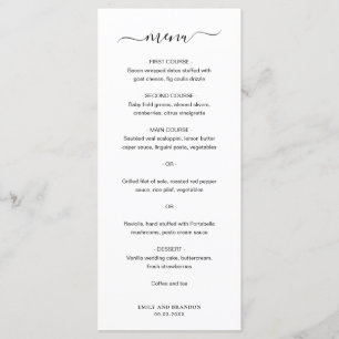 Modern Simple Elegant bröllop Meny
