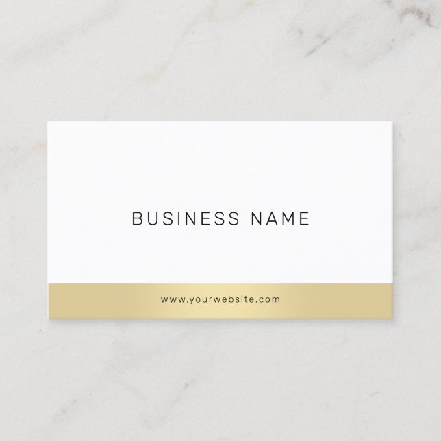 Modern Simple Elegant Guld White Company Plain Visitkort (Framsida)