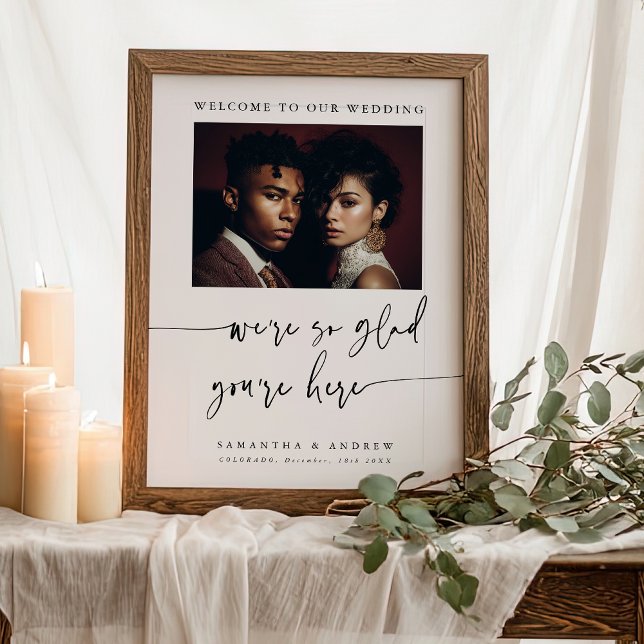Modern Simple Elegant Script Wedding Photo Sign Poster (Modern Simple Elegant Script Wedding Photo Sign)