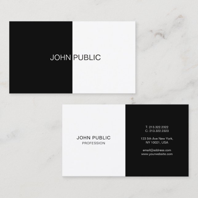 Modern Simple Elegant Template Black And White Visitkort (Fram/baksida)
