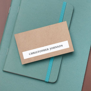 Modern Simple Elegant White Rand Kraft Papper Visitkort