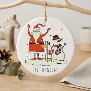 Modern Simple Family-julen i Namn Santa Snögubbe Julgransprydnad Keramik
