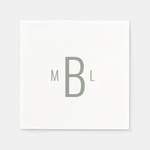 Modern Simple Font Sage Monogram Bröllop Cocktail Pappersservett