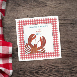 Modern Simple Gingham Lobster Seafood Whimsical Pappersservett