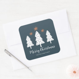 Modern Simple God jul Träd Stars Fyrkantigt Klistermärke