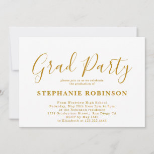 Modern Simple Gold Script Graduation Party Inbjudningar
