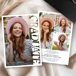 Modern Simple Graduate 3 Photo Collage Graduation Meddelande