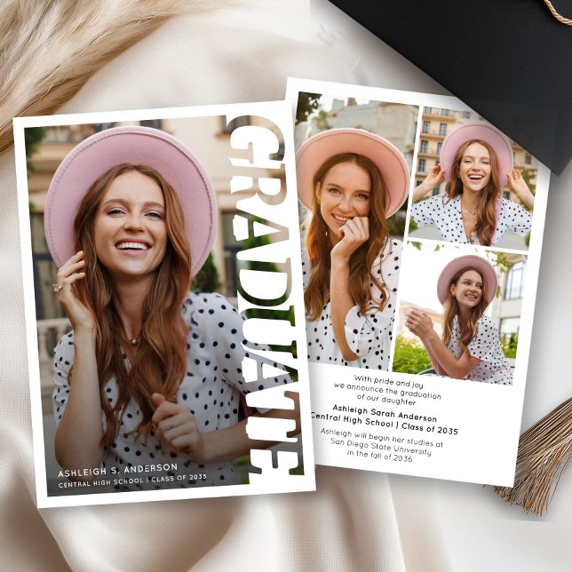 Modern Simple Graduate 3 Photo Collage Graduation Meddelande (Skapare uppladdad)