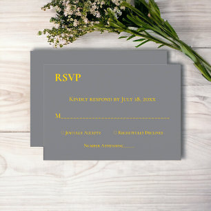 Modern Simple Grått Guld-skript Monogram Bröllop OSA Kort