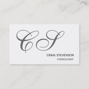 Modern Simple Grått Monogram White Affärskort Visitkort