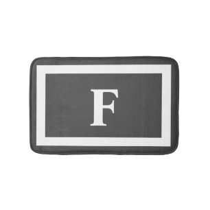 Modern Simple Grått White Monogram Badrumsmatta