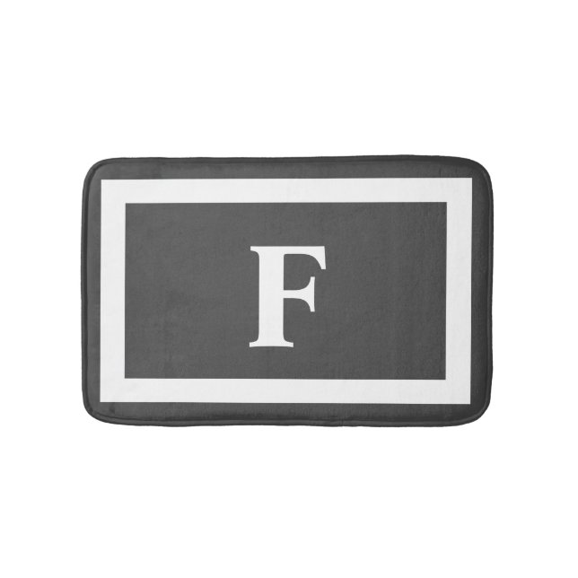 Modern Simple Grått White Monogram Badrumsmatta (Framsidan)