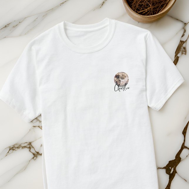 Modern Simple Grunge Anpassningsbar Badge Pet Phot T Shirt (Skapare uppladdad)