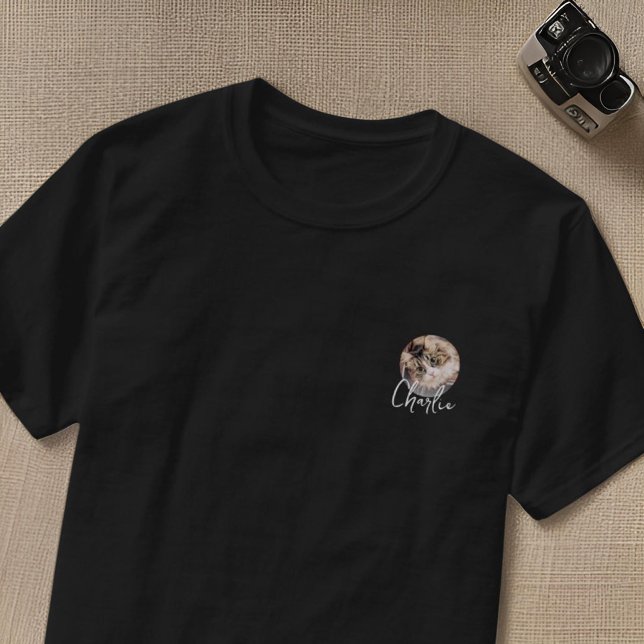 Modern Simple Grunge Anpassningsbar Badge Pet Phot T Shirt (Skapare uppladdad)