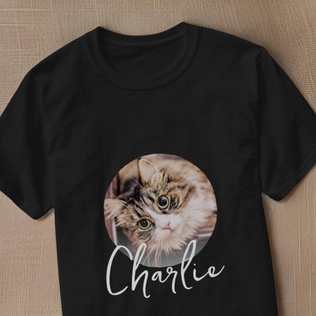 Modern Simple Grunge Anpassningsbar Badge Pet Phot T Shirt (Skapare uppladdad)
