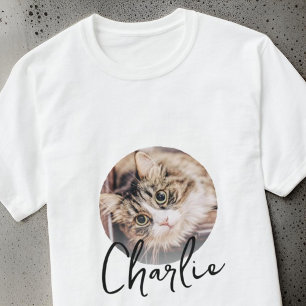 Modern Simple Grunge Anpassningsbar Badge Pet Phot T Shirt