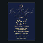Modern Simple Guld Burgundy Red Pub Mitzvah Inbjudningar<br><div class="desc">Denna elegant och snyggt är Pub Mitzvahs inbjudan till perfekten för er son på hans speciella dag. Den har en enkel och modern formgivning för faux-guld med David-stjärnan på en enkel marin blå bakgrund. Det är en unik coola- och trendig-design för att fira den här gången i en livstid! ***VIKTIG...</div>