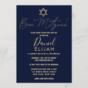 Modern Simple Guld Burgundy Red Pub Mitzvah Inbjudningar