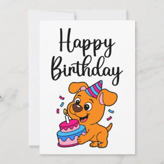 Modern Simple Happy Birthday Cute Dog Anteckningskort