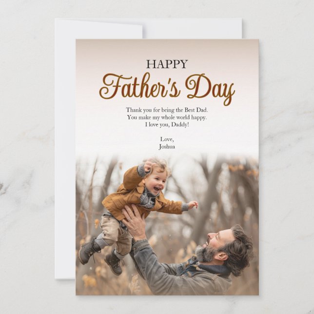 Modern Simple Happy Father’s Day Photo Kort (Framsida)