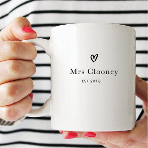 Modern Simple Heart Anpassningsbar Mugg för Bride