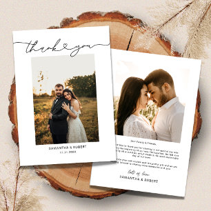 Modern Simple Heart Script Bröllop Photo Tack Kort