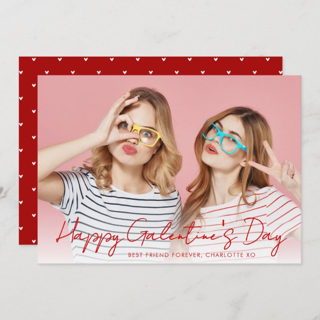 Modern Simple Hearts Happy Gelantine's Day Photo Julkort (Fram/baksida)