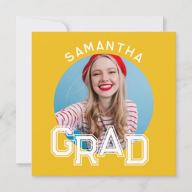 Modern Simple High School Grad Photo Studenten Inbjudningar (Framsida)