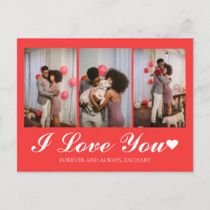 Modern Simple Kärlek valentines day par 3 foto Helg Vykort