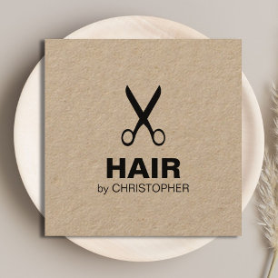 Modern Simple Kraft Black Hair Stylist Fyrkantigt Visitkort