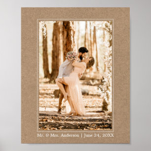 Modern Simple Kraft Stil Bröllop Photo Poster