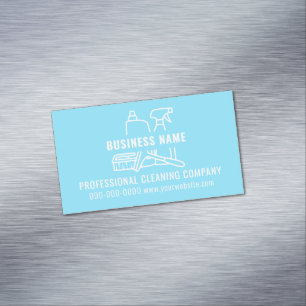 Modern Simple Light Blue Städning Company Magnetiska Visitkort