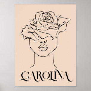 Modern Simple Line Art Black, Boho-Chicen Poster
