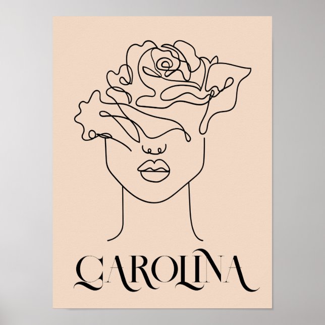 Modern Simple Line Art Black, Boho-Chicen Poster (Framsidan)