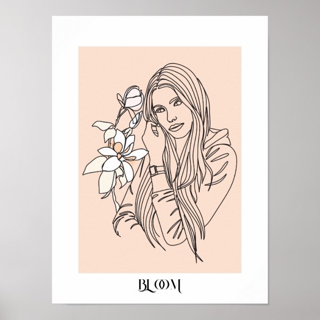 Modern Simple Line Art Black, Boho-Chicen Poster (Framsidan)