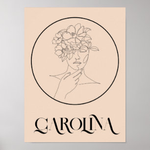 Modern Simple Line Art Black & White, Boho Chic Poster