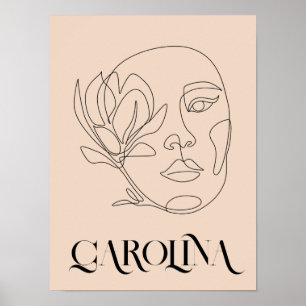 Modern Simple Line Art Black & White, Boho Chic Poster