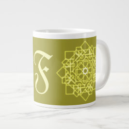 Modern Simple Line rand blommigt monogram namn Jumbo Mugg