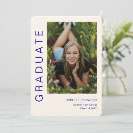 Modern Simple Lodrät Photo Studenten Inbjudningar