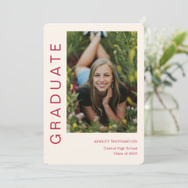 Modern Simple Lodrät Photo Studenten Inbjudningar