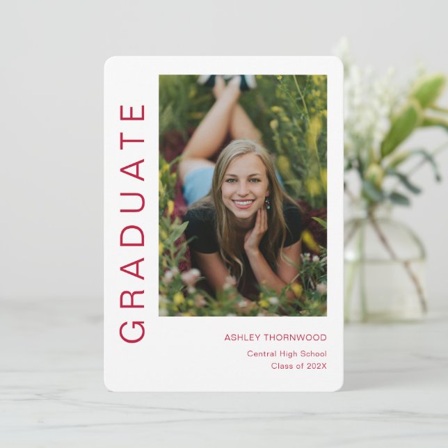 Modern Simple Lodrät Photo Studenten Inbjudningar (Stående Fram)