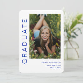 Modern Simple Lodrät Photo Studenten Inbjudningar